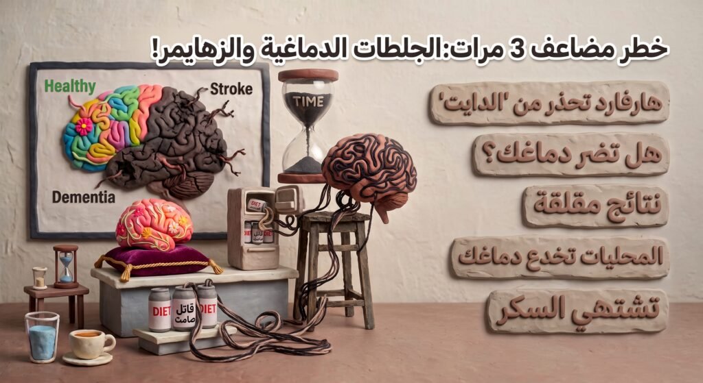 Gemini_Generated_Image_ddhzfaddhzfaddhz-1024x559 القاتل الصامت في ثلاجتك: كيف تدمر مشروبات "الدايت" دماغك وتصيبك بالخرف؟