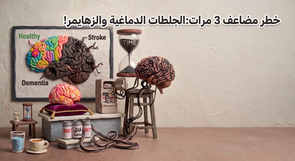 Gemini_Generated_Image_p86fu3p86fu3p86f-1024x559 القاتل الصامت في ثلاجتك: كيف تدمر مشروبات "الدايت" دماغك وتصيبك بالخرف؟